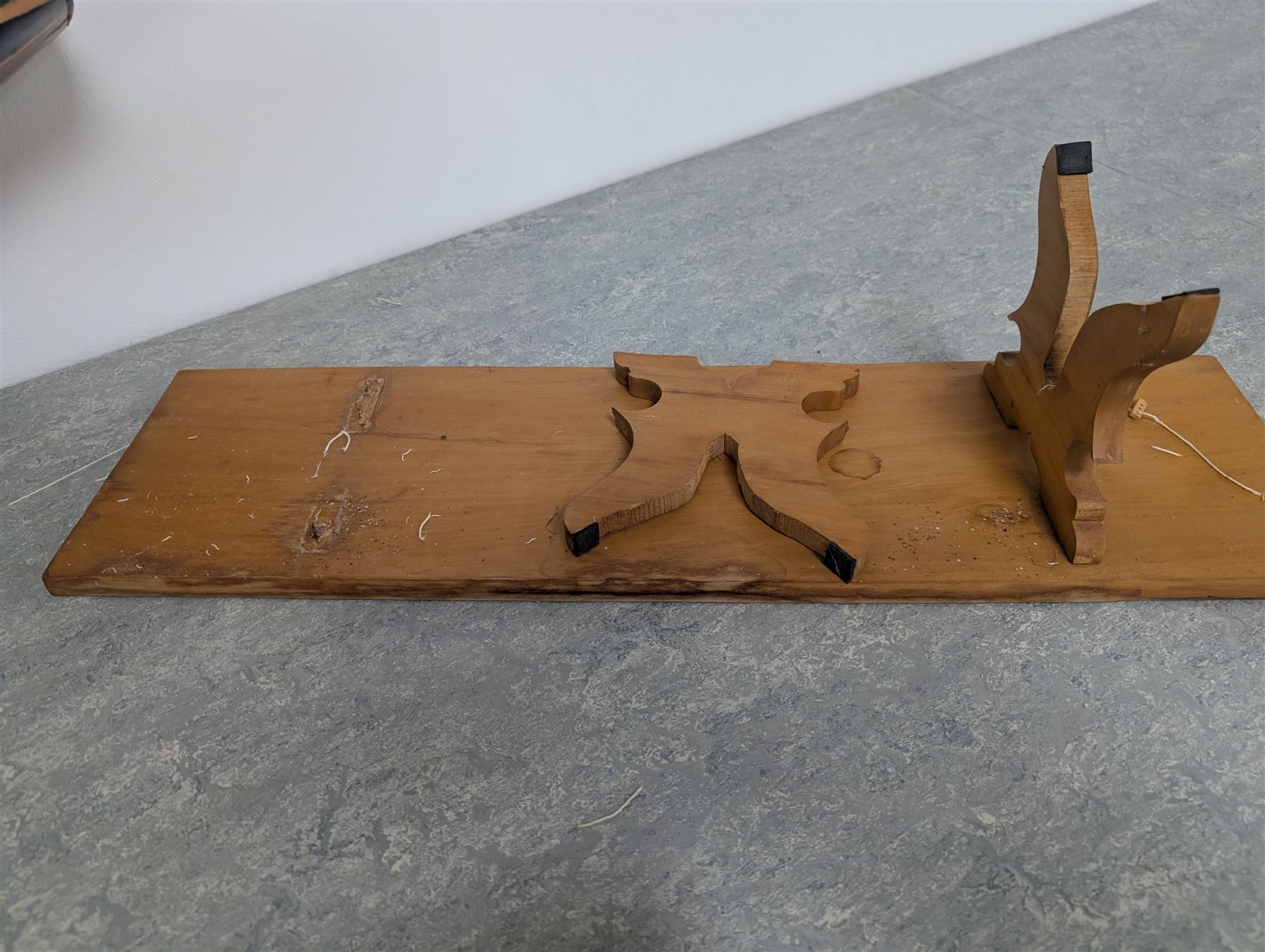 Large wooden model ship of a three-masted schooner, H117cm, W163cm, with stand