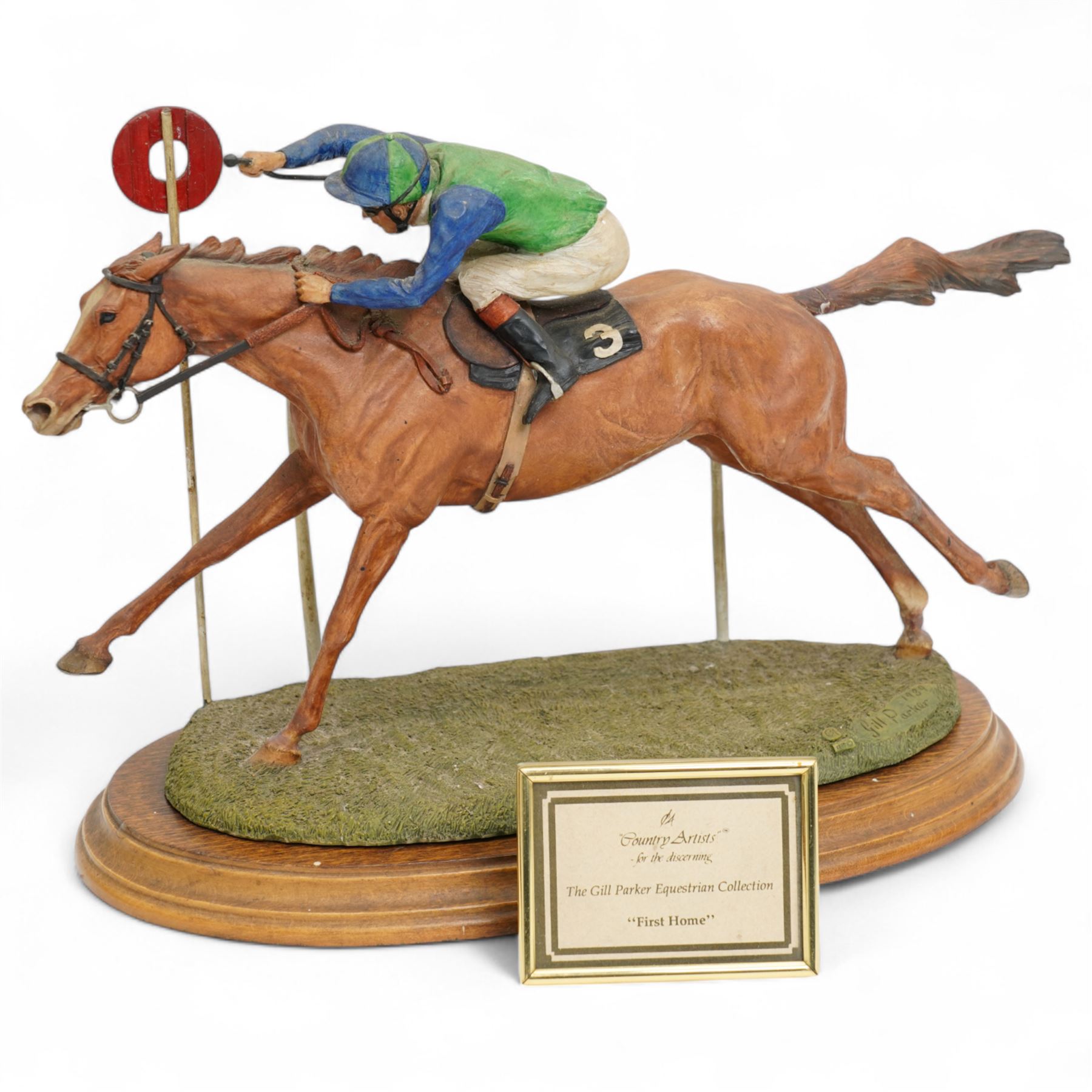 Three Beswick Connoisseur Series racehorses 'Grundy' No.2558, 'The Minstrel' No.2608 and 'Troy' No.2674 and Country Artists racehorse 'First Home' all on wooden plinths (4)