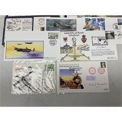 Thirty signed First Day Covers of military interest, predominantly aviation, some with multiple signatures and some sets, including 1976 Sighting of Bismark commemorative, 1987 Centenary of the Birth of Montgomery, 1989 75th Anniversary of No.6 Squadron etc 1976-2004