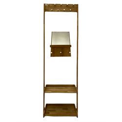Futon Company - hallstand fitted with hooks and two shelves (W55cm, H181cm, D47cm), and a wall mirror with shelf and hooks (30cm x 40cm)