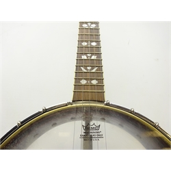  Ashbury 4 string plectrum Banjo, open back with mother-of-pearl inlay   