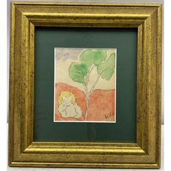 Louis Valtat (French 1869-1952): Figure and Tree, watercolour with artist's studio stamp 12cm x 10cm