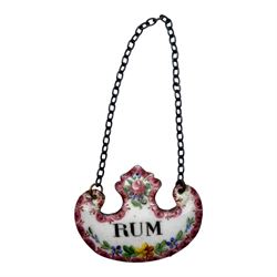 Seventeen mid 18th century and later enamel wine labels, one example of heart shaped form, the rest of cartouche and escutcheon form, various titles including Claret, Rum, Sloe Gin, Port, Whisky, Cowslip, Cherry-Brandy, etc., largest example W7cm 