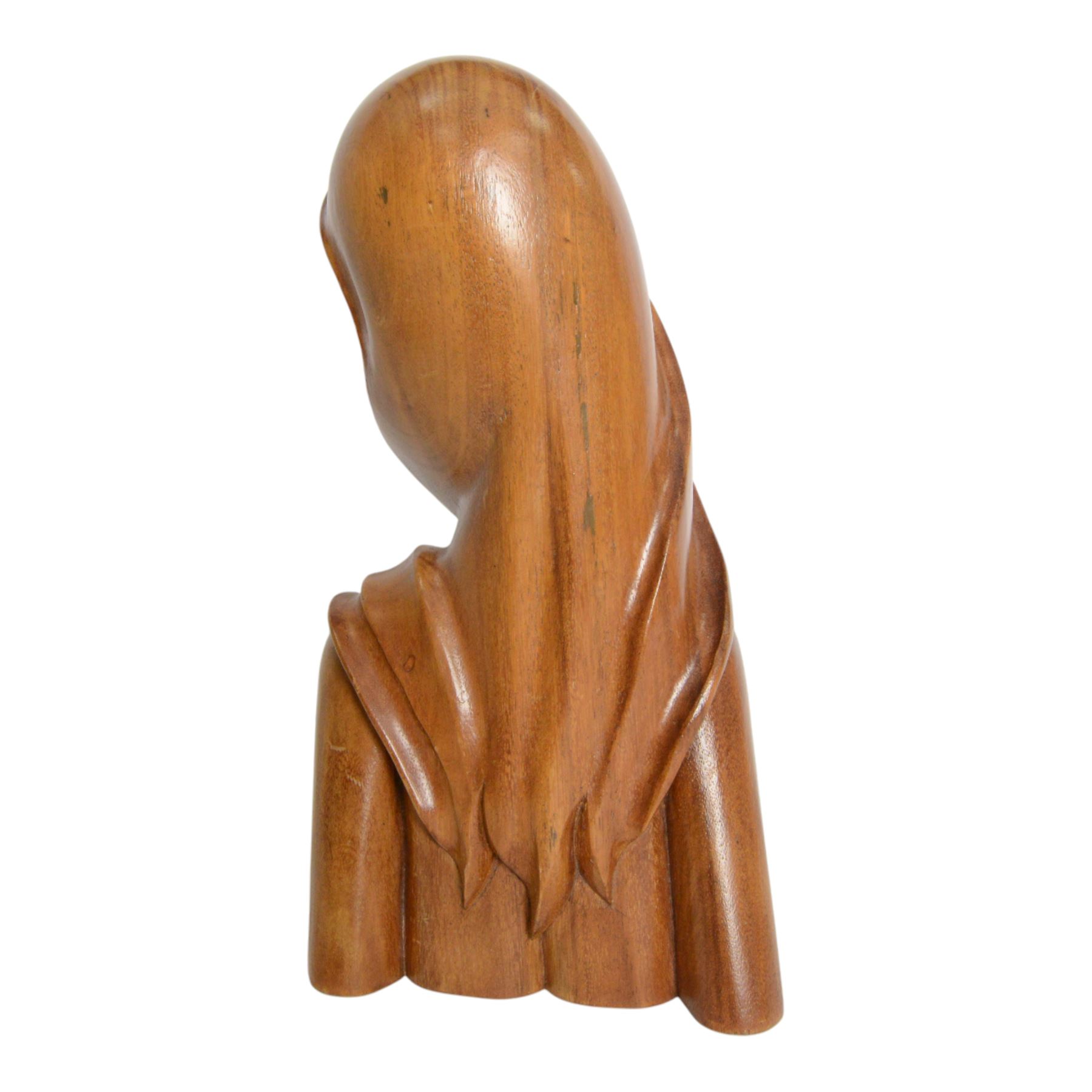 Carved wooden bust, modelled as a female figure, H40cm 