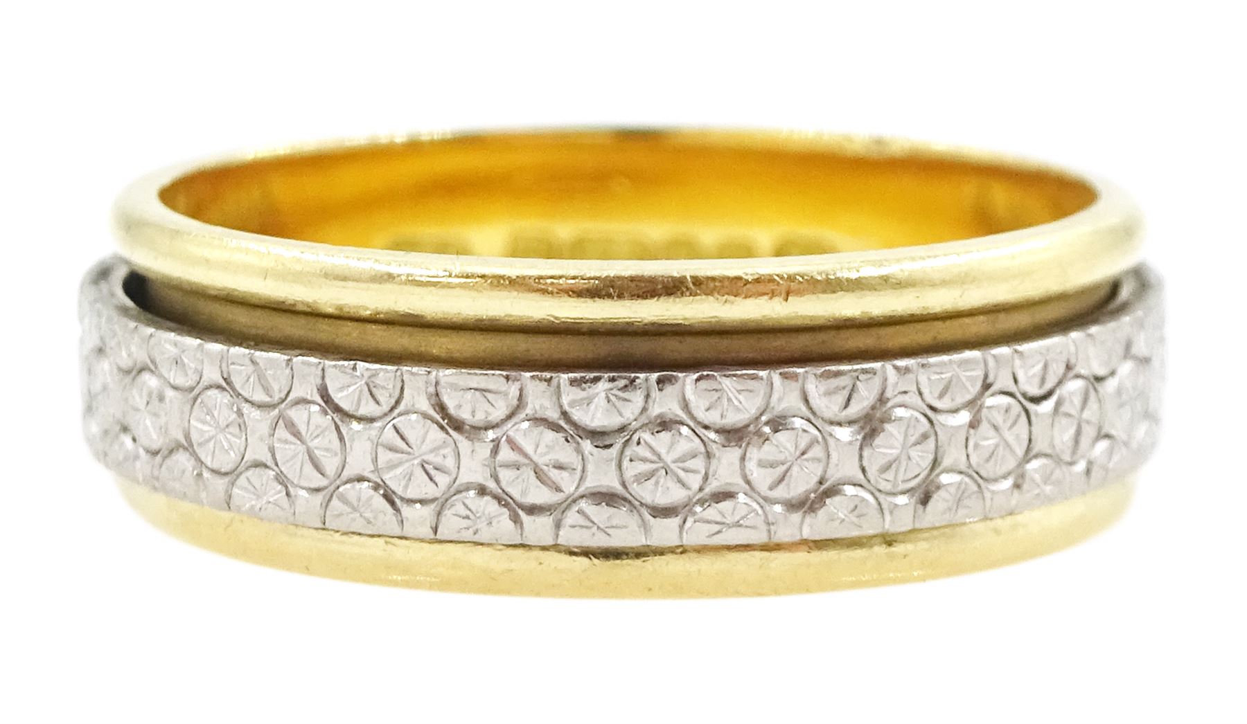 18ct white and yellow gold spinner ring, London 1994