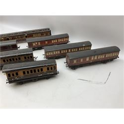 '0' gauge - seven early 20th century scratch-built wooden and metal passenger coaches with LMS/LYR/M&GSW livery (7)
