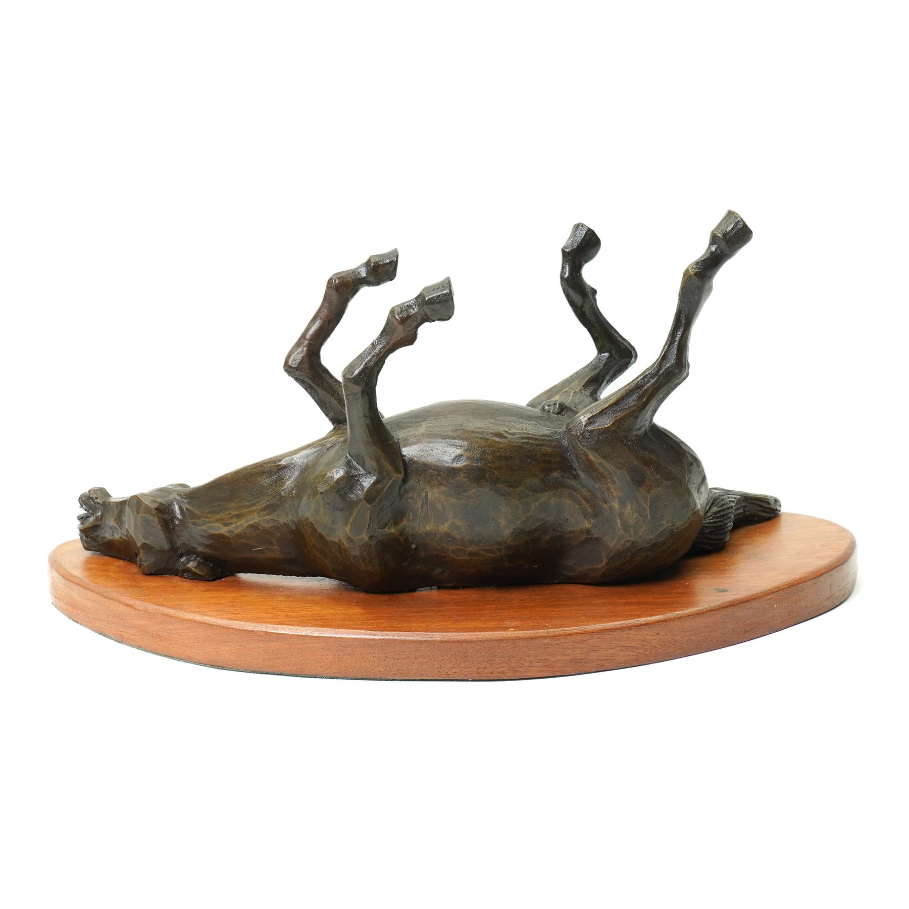 Robert Campbell figure 'Rolling Horse', limited edition no. 2/25, on wooden plinth, with certificate, L39cm
