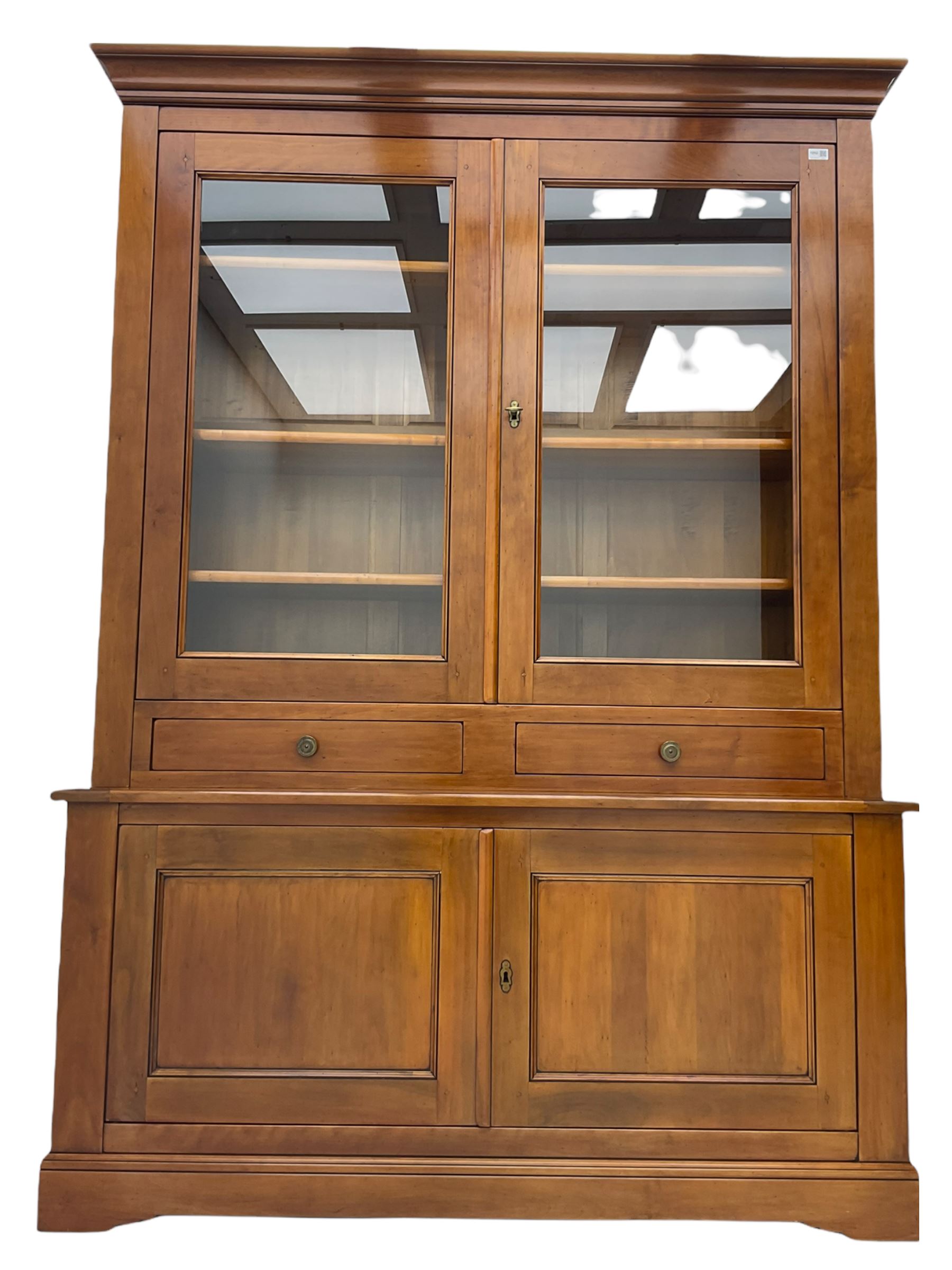 Grange Furniture cherry dresser, two glazed doors above two drawers and two cupboards