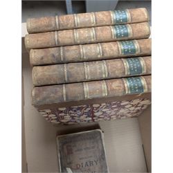 Album of black and white Yorkshire postcards, including scenes of Malton and Thornton le Dale, together with five volumes of Old & New London, John Smith The Brewery Licensed Victuallers and Beer Sellers Diary Day Book and a 19th century needlework