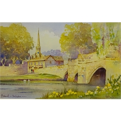  'Bakewell - Derbyshire', watercolour signed and titled by Kenneth W Burton (British 1946-) from The Counties of Great Britain collection with certificate of authenticity verso 13.5cm x 21.5cm  