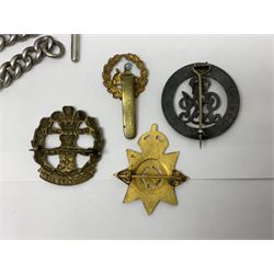 Two Services Rendered badges Nos.B23060 and B201341; two MSO BAOR (Mixed Services Organisation British Army of the Rhine) badges; small quantity of shoulder titles, lapel/sweetheart brooches, buttons and non-military related items