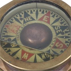 Three-draw telescope by Bailey Birmingham with in-built sun visor, together with a Britains Pride sailor door stop, Castle & Co gimbal compass, HMS Ark Royal plaque and 1992 presentation plaque to the Admiral of the Humber from the HMS Iron Duke