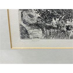 Anthony Gross CBE RA (British 1905-1984): 'Chasteaux Corrèze', etching signed in the plate, numbered 147/500 in pencil 15cm x 23cm