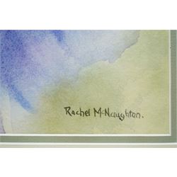 Rachel McNaughton (British Contemporary): Still Life of Purple Flowers, watercolour signed 49cm x 36cm 