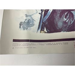 Seven small posters comprising five Soviet military/space programme related subjects including weapon sections; and two reproduction British WW2 recruitment type posters; all unframed (7)