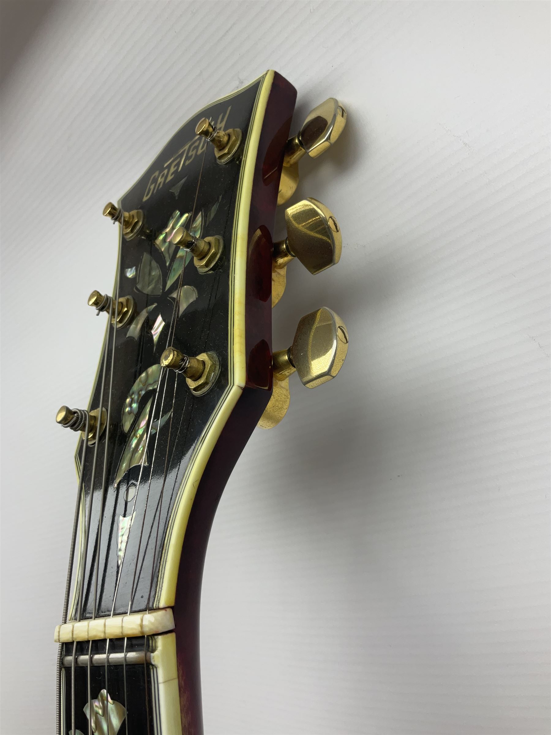 American Gretsch Super Chet semi-acoustic guitar, 1960s/70s, with 'pots' on scratch plate, serial no.5 2071, L111cm overall;  in original hard carrying case  