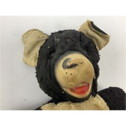 1950s fashion doll reputedly used for advertising children's wellingtons in a shoe shop window H30cm; and two soft toys (3)