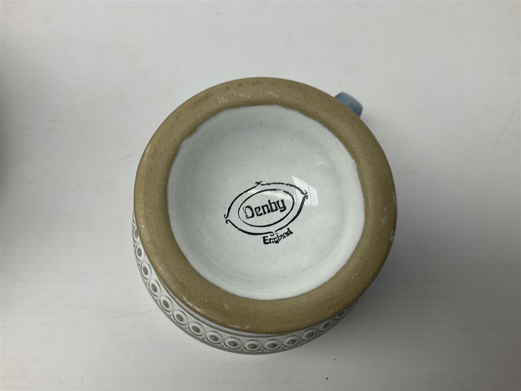 Denby Castile part tea and dinner service, including teapot, eight dinner plates, nine cups and saucers, nine side plates etc