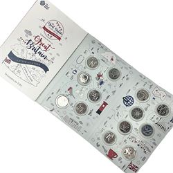 The Royal Mint 'The Great British Coin Hunt Quintessentially British A to Z' 2018 ten pence coin set, in card folder