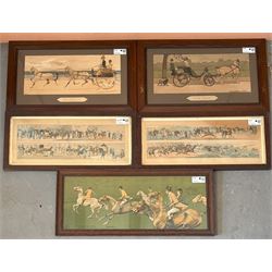 Group of five framed sport and coaching related prints, including two by Cecil Aldin (5) - COLLECTION BY APPOINTMENT FROM: The White House, Thirsk Road, Easingwold, York, YO61 3NF - CALL 01723 507111 TO ARRANGE