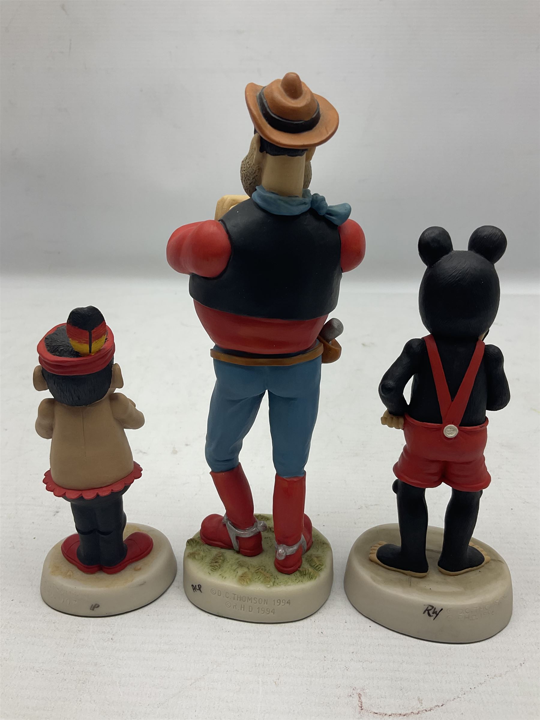 Fourteen Robert Harrop figures from the Beano Dandy collection, comprising Minnie the Minx BD04, Danny BD10, Biffo the Bear BD19, Spotty BD16, Smiffy BD09, Oops! BDS01, Little Plum BD27, Wilfrid BD15, Danny BD10, Winston BD17, 'Erbert BD14, Gnasher BD02, Beryl the Peril BD05 and Desperate Dan BD03, all with boxes