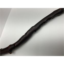 Victorian trap/coaching whip, principally in blackened thorn wood, with a silver cap engraved 'Marmaduke Furness Esquire Nov 1st 1904', hallmarked London 1900, makers mark AC, L173cm 