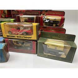 Matchbox - approximately sixty Models of Yesteryear to include special edition 1820 Passenger Coach and Horses, limited editions 1894 Aveling-Porter Steam Roller, 1829 Stephensons Rocket and 1905 Fowler Showman’s Engine; older models from the 1970s such as Y-1 1911 Model ‘T’ Ford, and a large quantity of modern models with reference materials in folder; mostly boxed 