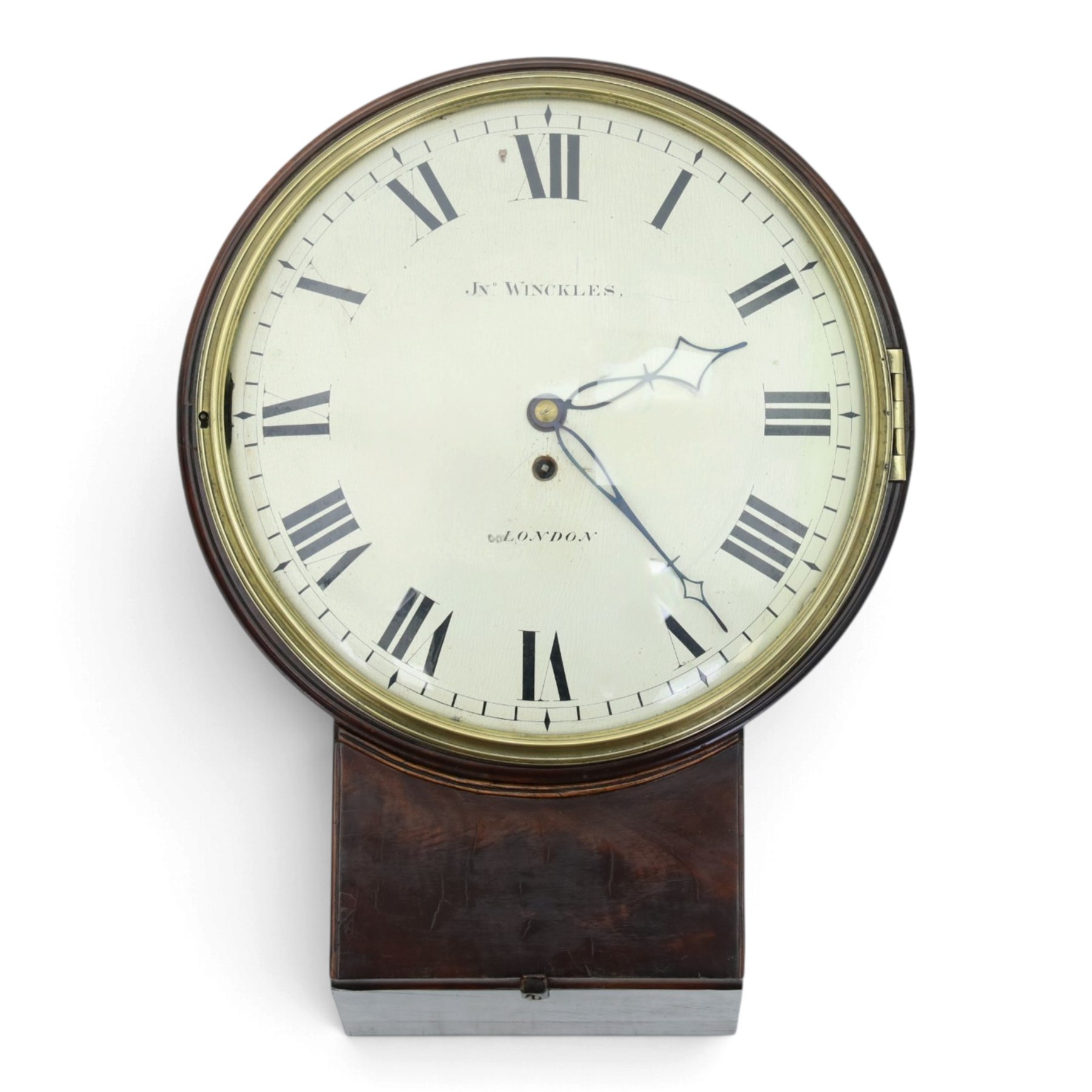 John Winckles of London - Early 19th century mahogany drop dial wall clock, convex 14