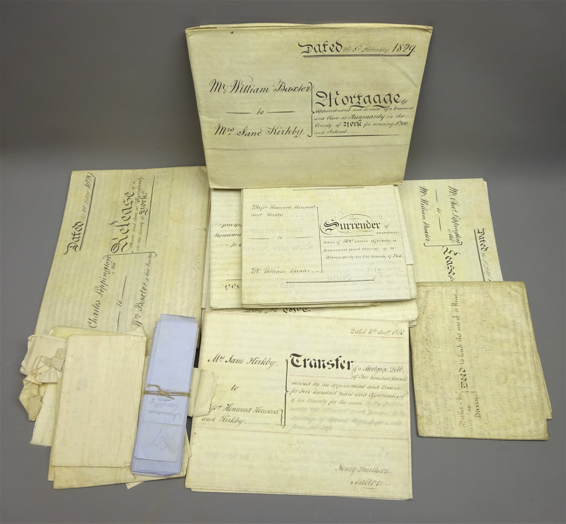 Collection of 18th century and later indentures and prestamp envelopes
