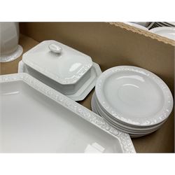 Rosenthal Classical Rose tea and dinner service for eight, including teapot, coffee pot, milk jug, covered sucrier, cups and saucers, dinner plates, serving dishes etc 