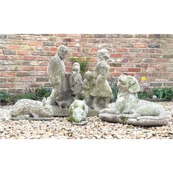 Group of reconstituted stone garden ornaments (4) 