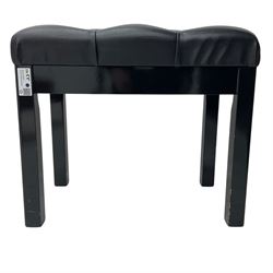 Roland - HP-109 digital mini-grand piano, in black high gloss lacquered case, on square tapering supports with spade feet and brass castors; together with matching adjustable stool 