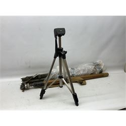 Cameras and camera equipment, including Kodak Retinette 1A, Polaroid J33 land camera, Kodak Colour snap 35, Agfa Isola I, three tripods etc,  