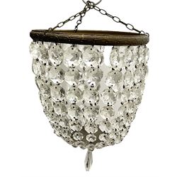 Gilt metal and glass bag chandelier
