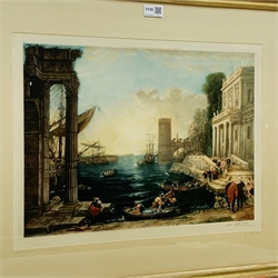  John Cother Webb after J M W Turner and Claude Gelee: 'The Decline of Carthage' and 'The Embarkation of the Queen of Sheba', pair limited edition mezzotints signed in pencil with blind stamps pub. 1922, 37cm x 49cm (2)