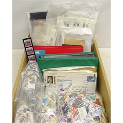  Quantity of Great British stamps including FDCs in two albums, seahorse, quantity of used off paper, high values etc  