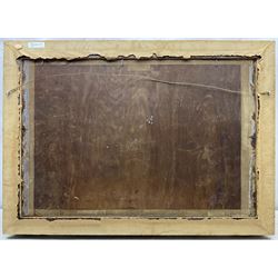 William Charles Rushton (British 1860-1921): Yorkshire Landscape with Sheep and Town in the Distance, oil on panel signed 48cm x 74cm