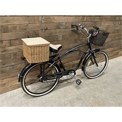Alpha Plus Surge 26'' bicycle, black, with front and rear baskets