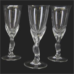 Set of five Carl Faberge Kissing Doves champagne flutes, H21cm