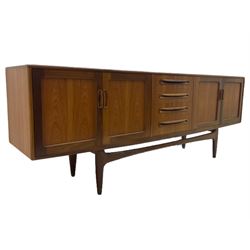 G-Plan - mid 20th century teak sideboard, fitted with three drawers and four cupboards