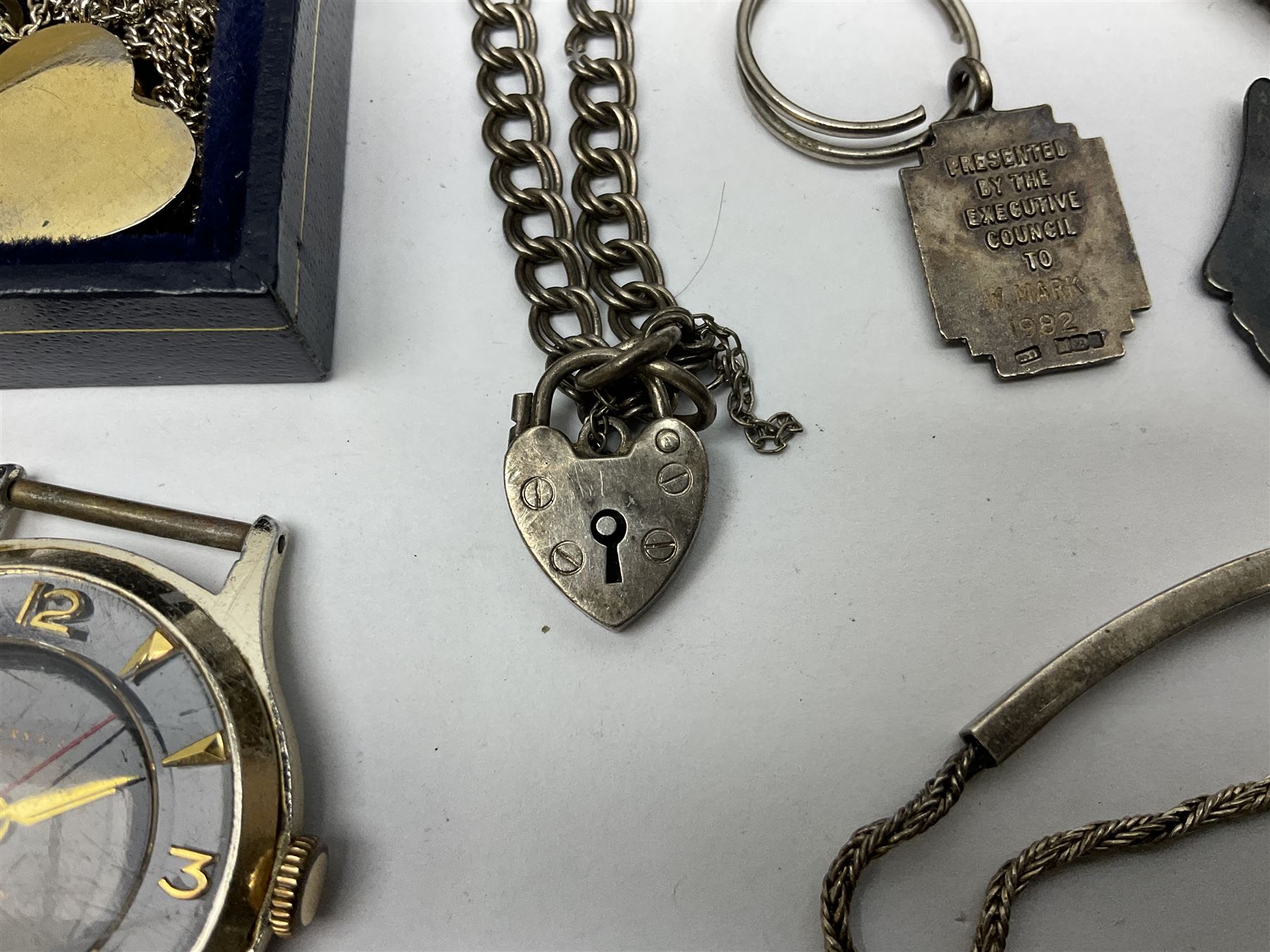 Four wristwatches including Seiko automatic, Sekonda, Timex and Ingersoll, silver Acme Lever pocket watch by H Samuel, 9ct gold keepers ring, silver and 9ct gold paste stone set cluster ring, silver and stone set silver jewellery and other vintage jewellery