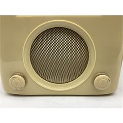 1950s Bush Type DAC 90A valve radio in cream Bakelite case, H23cm W29cm D19cm, together with Bush Type DAC 10 radio in brown Bakelite case