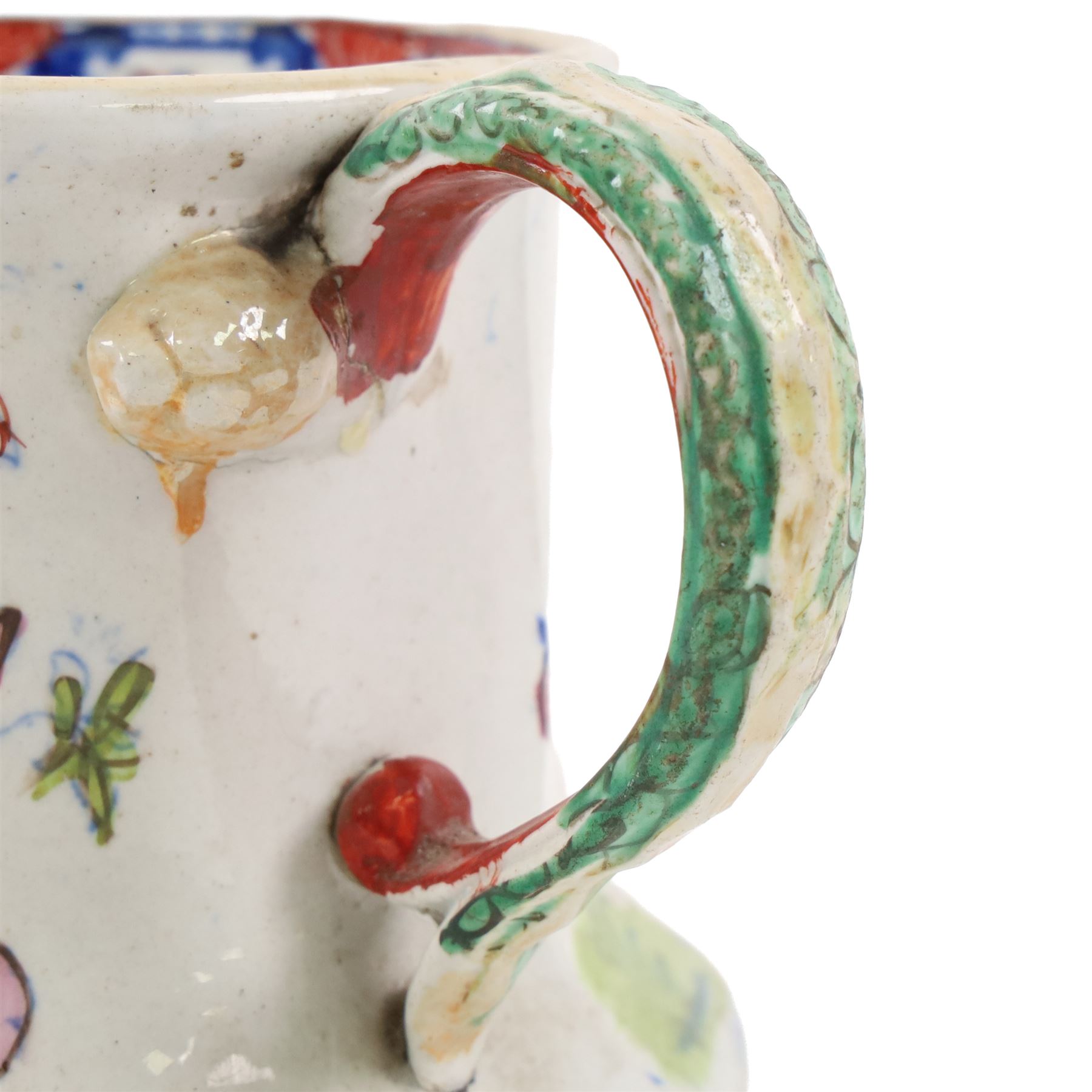 Collection of 19th century Masons ironstone ceramics, comprising cider mug, incense burner, jug and chamber pot  