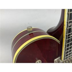 American Gretsch Super Chet semi-acoustic guitar, 1960s/70s, with 'pots' on scratch plate, serial no.5 2071, L111cm overall;  in original hard carrying case  