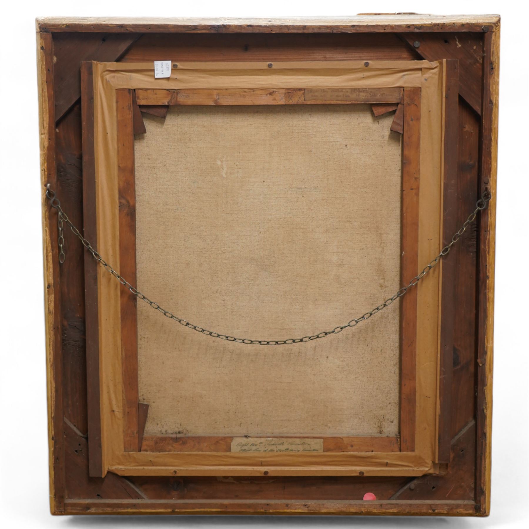 Irish School (Late 18th century): Portrait of the 'Right Honourable Sackville Hamilton (Irish 1732-1818) Third Son of the Honourable Henry Hamilton (1692-1743)', oil on canvas unsigned, labelled verso 71cm x 61cm
Provenance: direct from the family of the sitter
Notes: Sackville Hamilton was a notable Irish politician, one of the most important roles of his career included serving a long tenure as under-secretary to the Lord Lieutenant of Ireland. He was the son of the Hon. Henry Hamilton, he married Arabella Berkeley, a daughter of Bishop George Berkeley. 