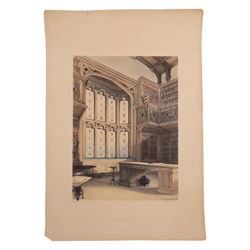 Gertrude Ellen Hayes (British 1872-1956): 'St. Edwards School - Oxford' 'The Combination Room' and The Gates of Rugby School, etchings and one print signed, variously titled and one numbered 1911 on the plate; together with eight further etchings and prints variously signed and titled max 30cm x 23cm (11) (unframed)