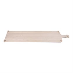 Wooden cheeseboard of rectangular form, upon four turned bun feet, H130cm W29cm