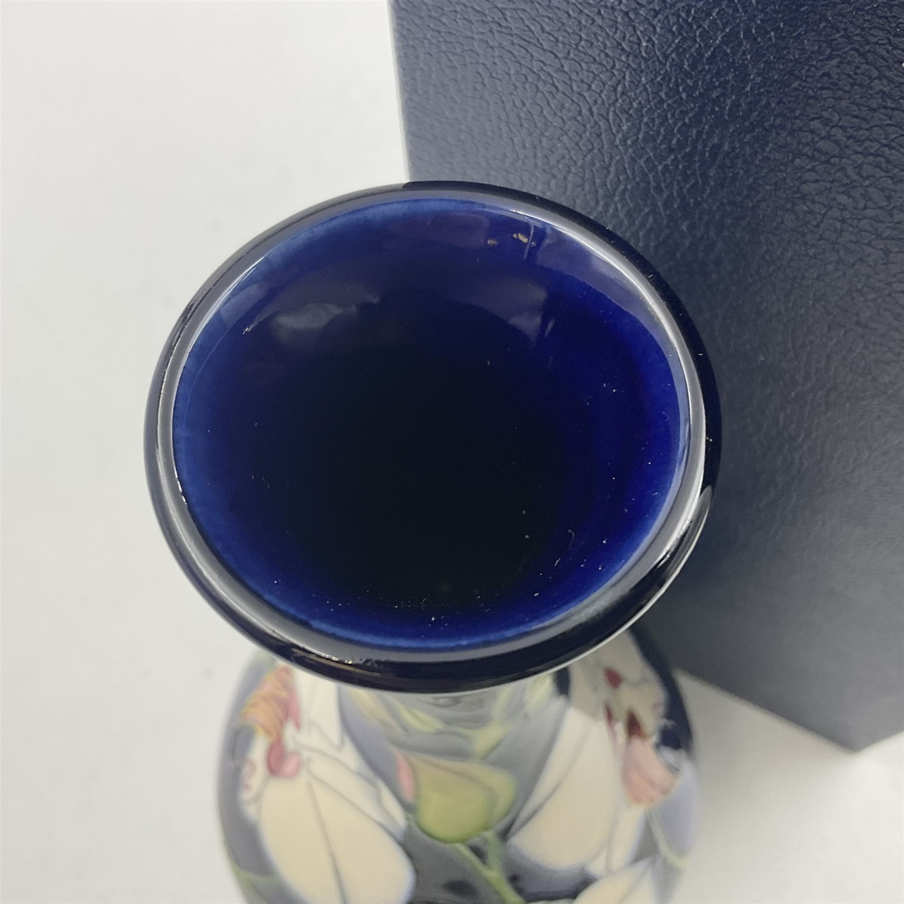 Moorcroft limited edition vase, of bottle form, decorated in the Chatsworth pattern by Phillip Gibson, circa 2001, 60/350, H23.5cm, with original box