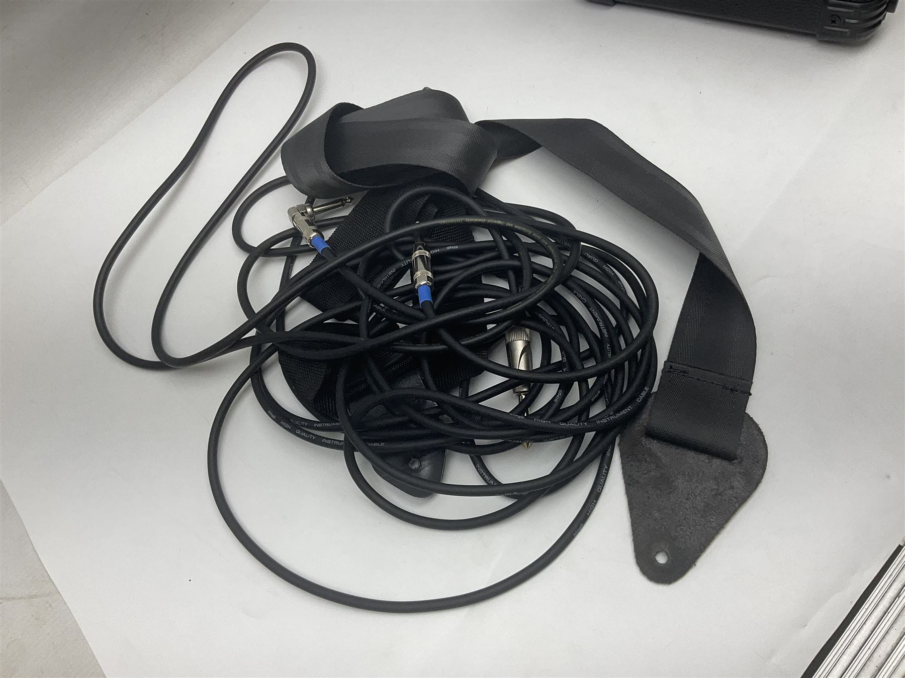 Aria Les Paul style electric guitar, no.037704CH L102cm; with amplifier, soft carrying case and stand; together with various guitar songbooks etc