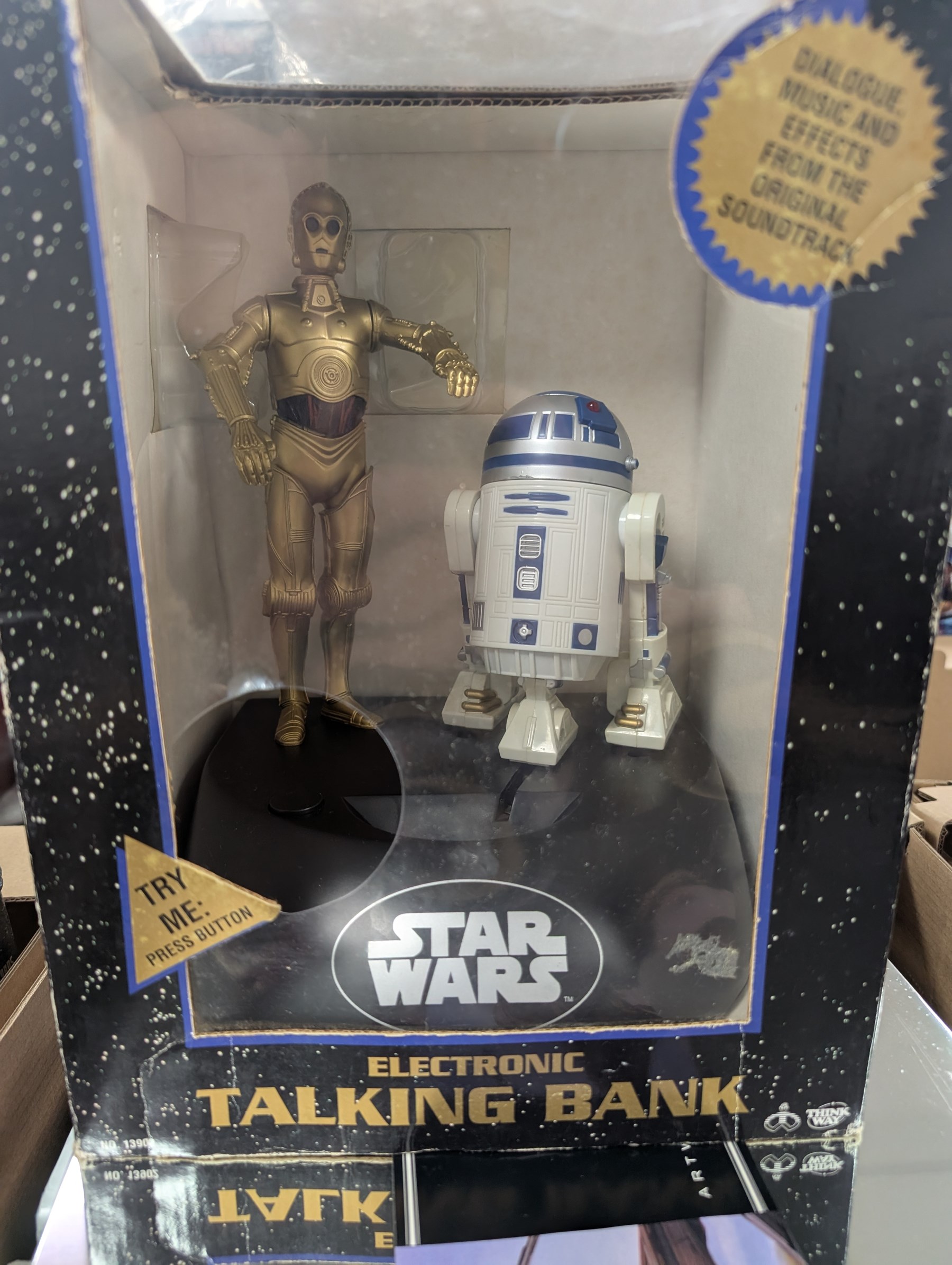 Large collection of Star Wars collectables, including figural mugs, books, talking bank, Darth Maul container, glasses, etc, in five boxes